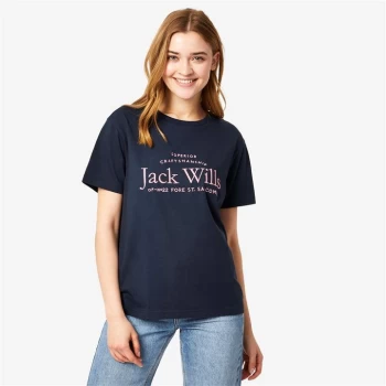 Jack Wills Forstal Boyfriend Logo T-Shirt - Navy