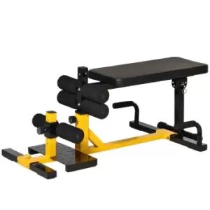 HOMCOM Three-In-One Squat Machine w/ Adjustable Padded Bench Yellow