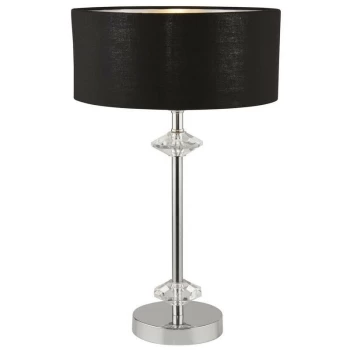 Searchlight NEW ORLEANS - 1 Light Chrome Table Lamp with Black Shade, Silver Inner