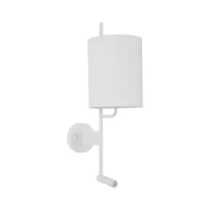 Centennial Reading Light White Fabric Shade, White Aluminium Adjustable - Switched LED 3W 210Lm 3000K LED E27 - Merano