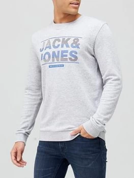 Jack & Jones Mount Logo Sweatshirt - Grey Marl , Grey Marl, Size XL, Men