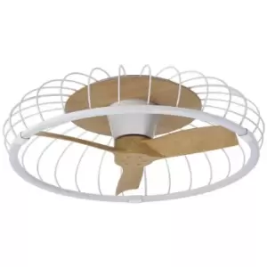 Ceiling lamp fan Nature White wood 1 bulb 21cm