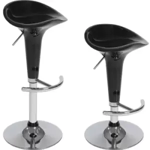 TecTake 2 Peter Bar Stools - Black Pvc