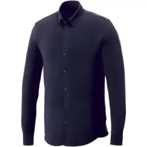 Elevate Mens Bigelow Long Sleeve Pique Shirt (L) (Navy)