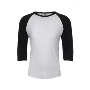 Next Level Adults Unisex Tri-Blend 3/4 Sleeve Raglan T-Shirt (XS) (Vintage Black/Heather White)