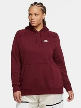 Nike NSW Essential Pullover Hoodie - Dark Beetroot (Curve), Dark Beetroot, Size 18-20=1X, Women