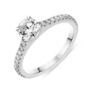 Platinum Diamond Solitaire Shoulder Set Ring