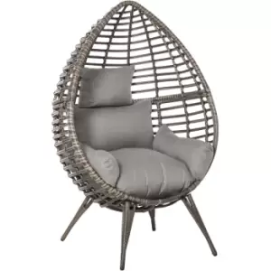 Outsunny - Outdoor indoor Wicker Teardrop Chair with Cushion Rattan Lounger