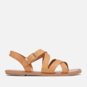 TOMS Womens Sicily Leather Strappy Sandals - Natural - UK 8 - Tan