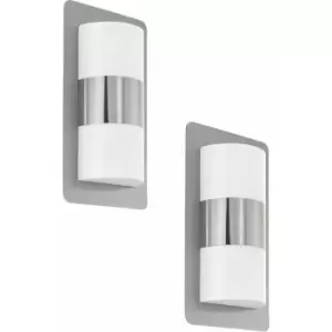 Loops - 2 pack IP44 Outdoor Wall Light Modern Stainless Steel 2x 10W E27 Porch Lamp