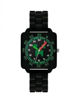 Disney Minecraft Black And Green Dial Black Strap Kids Watch