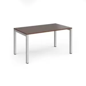 Bench Desk Single Person Starter Rectangular Desk 1400mm Walnut Tops With Silver Frames 800mm Depth Connex