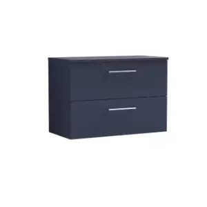 Nuie Arno 800mm Wall Hung 2 Drawer Vanity & Worktop Electric Blue