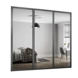 Shaker 3 Door Sliding Wardrobe Kit Mirror with Graphite Frame (W)1680 x (H)2260mm