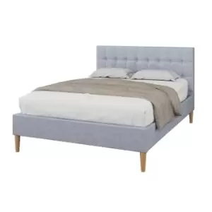 Crazy Price Beds Torton Light Grey Linen LED Double Bed Frame