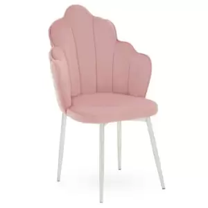 Interiors By PH Velvet Dining Chair Pink Chrome Legs