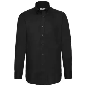 Fruit Of The Loom Mens Long Sleeve Oxford Shirt (3XL) (Black)