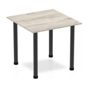 Impulse 800mm Square Table Grey Oak Top Black Post Leg