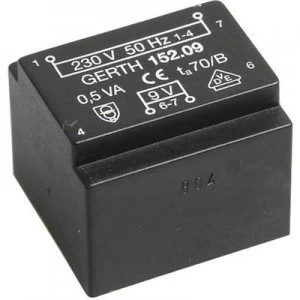 PCB mount transformer 1 x 230 V 2 x 6 V AC 0.50 VA 41 mA