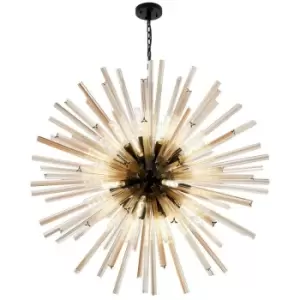 Luminosa Hornby 32 Light E27, Round Ceiling Pendant Matt Black, Champagne Glass