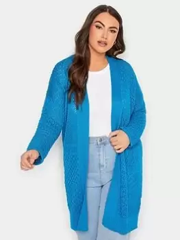 Yours Pointelle Patchwork Cardi Blue Size 26-28, Women