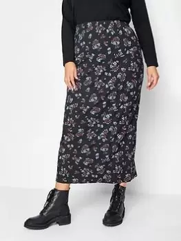 Yours Tube Skirt Nocturnal Bouquet Print, Black, Size 16, Women