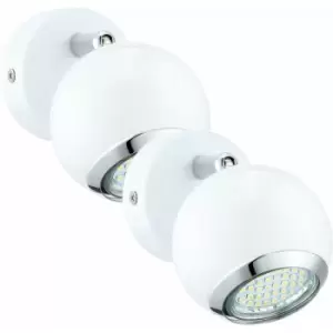 2 pack Wall Spot Light Round ous Colour White Chrome Shade GU10 1x3W Included