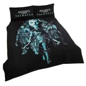 Assassins Creed Valhalla Double Duvet Set (Double) (Black/Cyan)