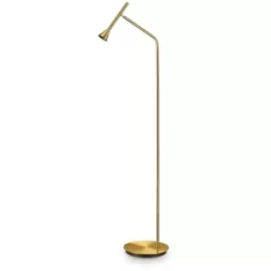 Ideal Lux Diesis LED Reading Task Floor Lamp Brass 3000K