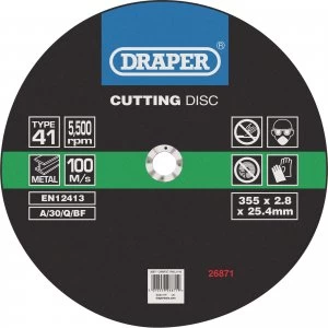 Draper Flat Metal Cutting Disc 355mm 2.8mm 25.4mm