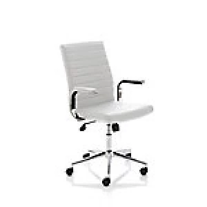 Executive Chair Ezra White Leather With Fixed Padded Arms