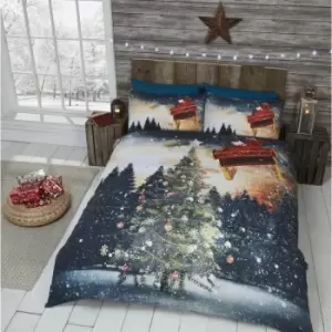 Northern Lights Christmas Single Duvet Cover & 1 Pillowcase Bedding