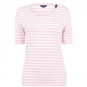 Gant Stripe T Shirt - 614 Preppy Pink