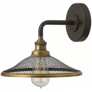 Loops - Wall Light Warehouse Barn Retro Mesh Shad 2 Tone Buckeye Bronze LED E27 100W