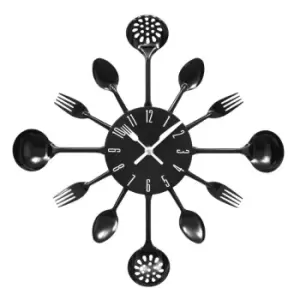 Premier Housewares Cutlery Metal Wall Clock - Black