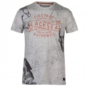 Firetrap Blackseal Floral T Shirt - Ecru Marl