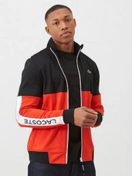 Lacoste Sports Colour Block Tech Side Logo Tracksuit Top - Red/Black, Size 5=L, Men