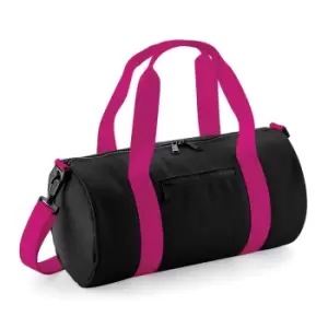 Bagbase Mini Barrel Bag (One Size) (Black/Fuchsia)