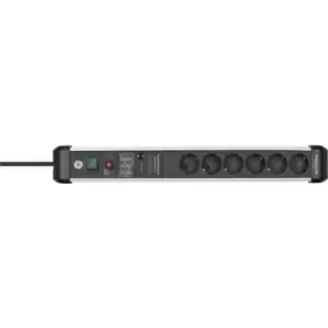 Brennenstuhl 1391010600 Surge protection power strip Aluminium (anodised), Black PG connector