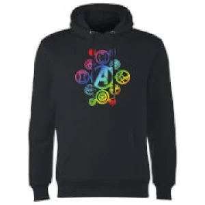 Avengers Rainbow Icon Hoodie - Black - XL