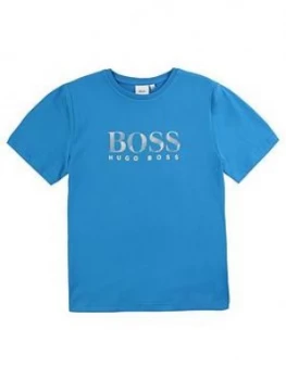 Hugo Boss Large Logo Short Sleeve T-Shirt Turquoise Size 8 Years Boys