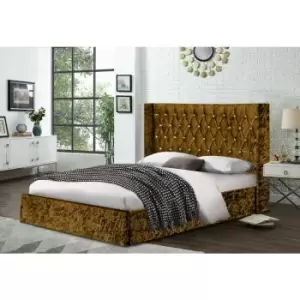 Envisage Trade - Eniya Upholstered Beds - Crush Velvet, King Size Frame, Mustard - Mustard