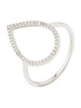 Accessorize Z Pl Sparkle Pear Open Work Ring - Silver, Size L, Women