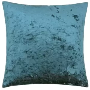 Verona Crushed Velvet Cushion Teal, Teal / 55 x 55cm / Polyester Filled