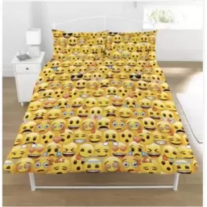 Emoji Multi Face Double Duvet Set (One Size) (Yellow)