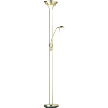 Endon Rome - Mother and Child Floor Lamp Satin Brass, Opal Glass, G9