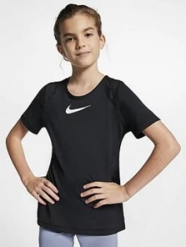 Nike Pro Older Girls Training T-Shirt - Black