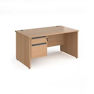 Dams International Straight Desk with Beech Coloured MFC Top and Graphite Frame Panel Legs and 2 Lockable Drawer Pedestal Contract 25 1400 x 800 x 725