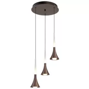 3 Light Round Ceiling Cluster Pendant, 3 x 5W LED, 3000K, 447lm, Satin Brown - Luminosa Lighting