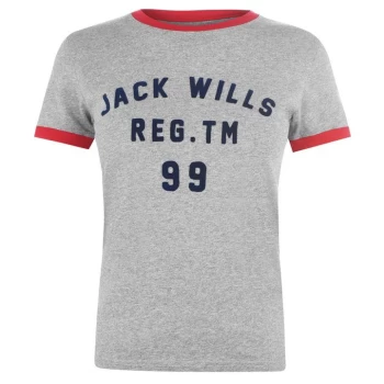 Jack Wills Libbey Ringer T-Shirt - Grey Marl